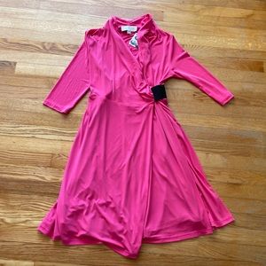 New Badgley Mischka Hot Pink Wrap Dress Size Medium